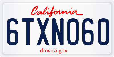 CA license plate 6TXN060