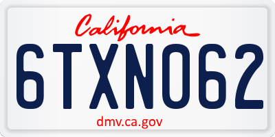 CA license plate 6TXN062