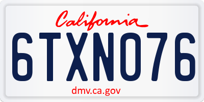 CA license plate 6TXN076