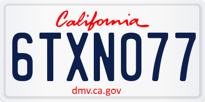 CA license plate 6TXN077
