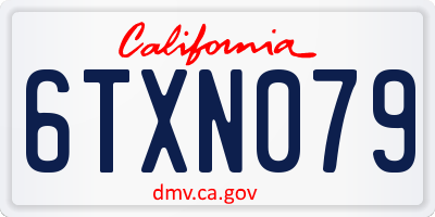 CA license plate 6TXN079