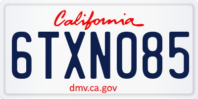 CA license plate 6TXN085