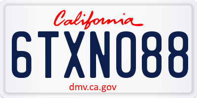 CA license plate 6TXN088