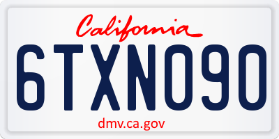 CA license plate 6TXN090