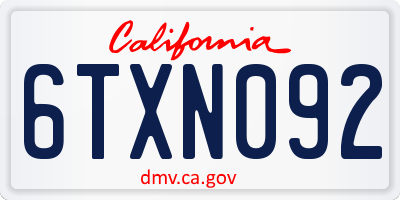 CA license plate 6TXN092