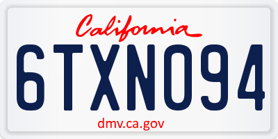 CA license plate 6TXN094