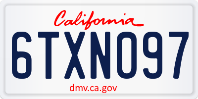 CA license plate 6TXN097