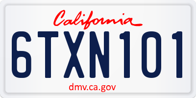 CA license plate 6TXN101