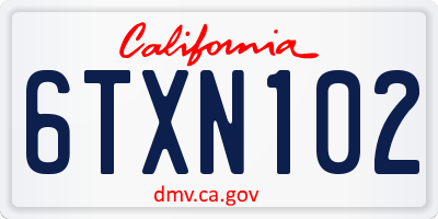 CA license plate 6TXN102