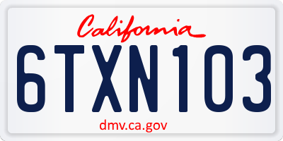 CA license plate 6TXN103