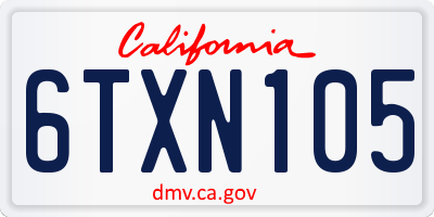 CA license plate 6TXN105