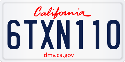 CA license plate 6TXN110