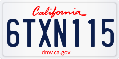 CA license plate 6TXN115