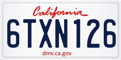 CA license plate 6TXN126