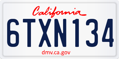 CA license plate 6TXN134