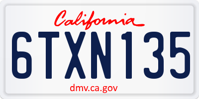 CA license plate 6TXN135