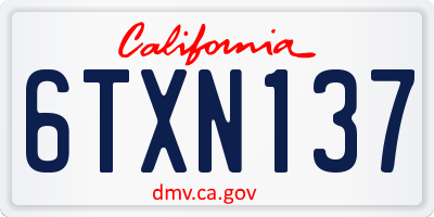 CA license plate 6TXN137