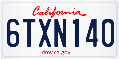 CA license plate 6TXN140