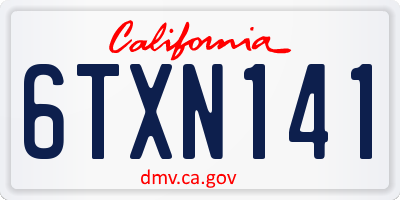 CA license plate 6TXN141