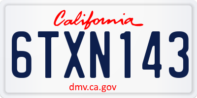 CA license plate 6TXN143