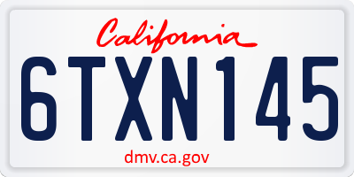 CA license plate 6TXN145