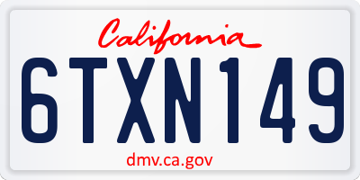 CA license plate 6TXN149