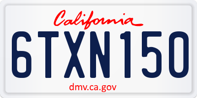 CA license plate 6TXN150