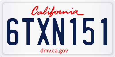 CA license plate 6TXN151