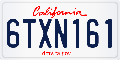 CA license plate 6TXN161