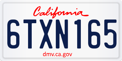 CA license plate 6TXN165