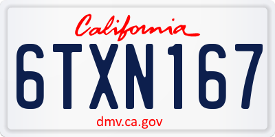 CA license plate 6TXN167