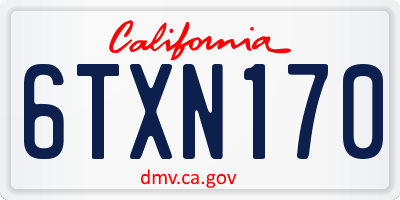 CA license plate 6TXN170