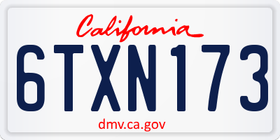 CA license plate 6TXN173