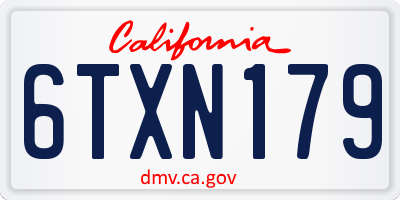 CA license plate 6TXN179