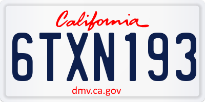 CA license plate 6TXN193