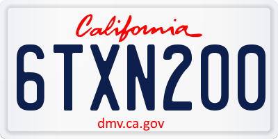 CA license plate 6TXN200