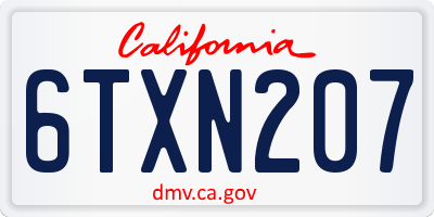 CA license plate 6TXN207