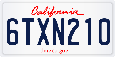 CA license plate 6TXN210
