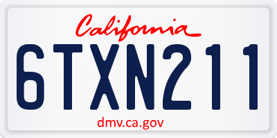 CA license plate 6TXN211