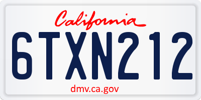 CA license plate 6TXN212