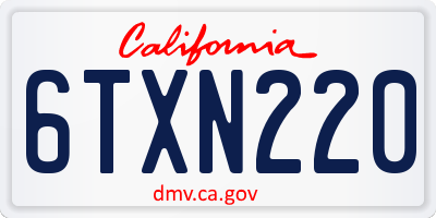 CA license plate 6TXN220