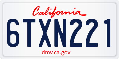 CA license plate 6TXN221