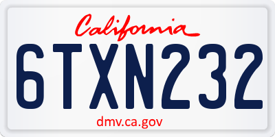 CA license plate 6TXN232