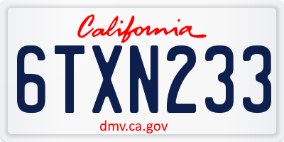 CA license plate 6TXN233
