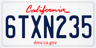 CA license plate 6TXN235
