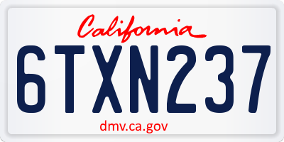 CA license plate 6TXN237