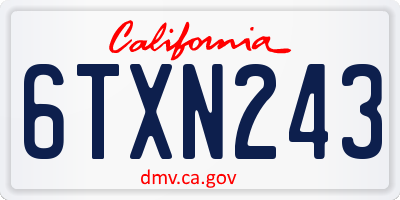 CA license plate 6TXN243