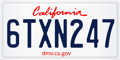 CA license plate 6TXN247