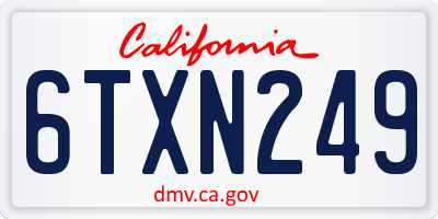 CA license plate 6TXN249