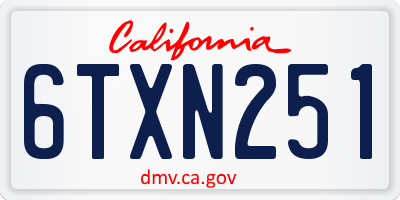 CA license plate 6TXN251